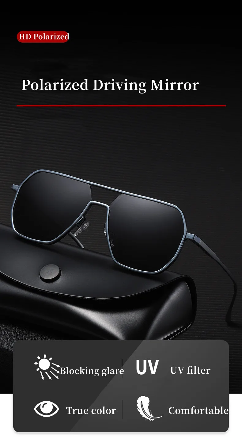 Aluminum magnesium day and night dual-use color-changing sunglasses uv400 sunglasses men sunglasses  mirror Polarized sunglasses