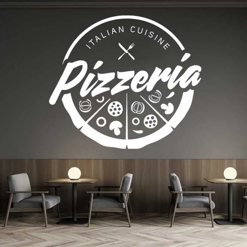 Pizzeria Shop Freshly Baked Pizza Italian Pizza Food Vinyl Wall Stickers Doors Window Glass Shop Signboard Stickers Mural Gifts