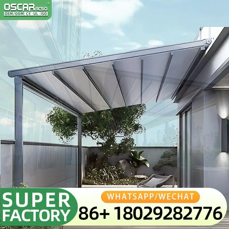 

Customizable Retractable Outdoor Sunshade Umbrella Automatic Car Sunshade Remote Control Aluminum Canvas Pergola for Patio Garde
