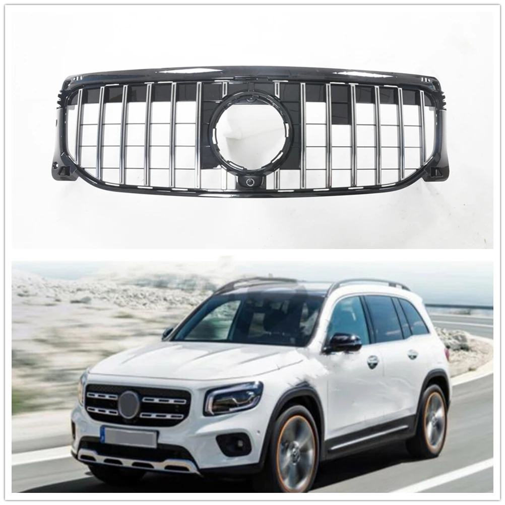 Front Grille For Mercedes Benz GLB-Class W247 X247 GLB200 GLB250 2019-2021 GT Silver/Black Car Upper Bumper Hood Mesh Grid Grill