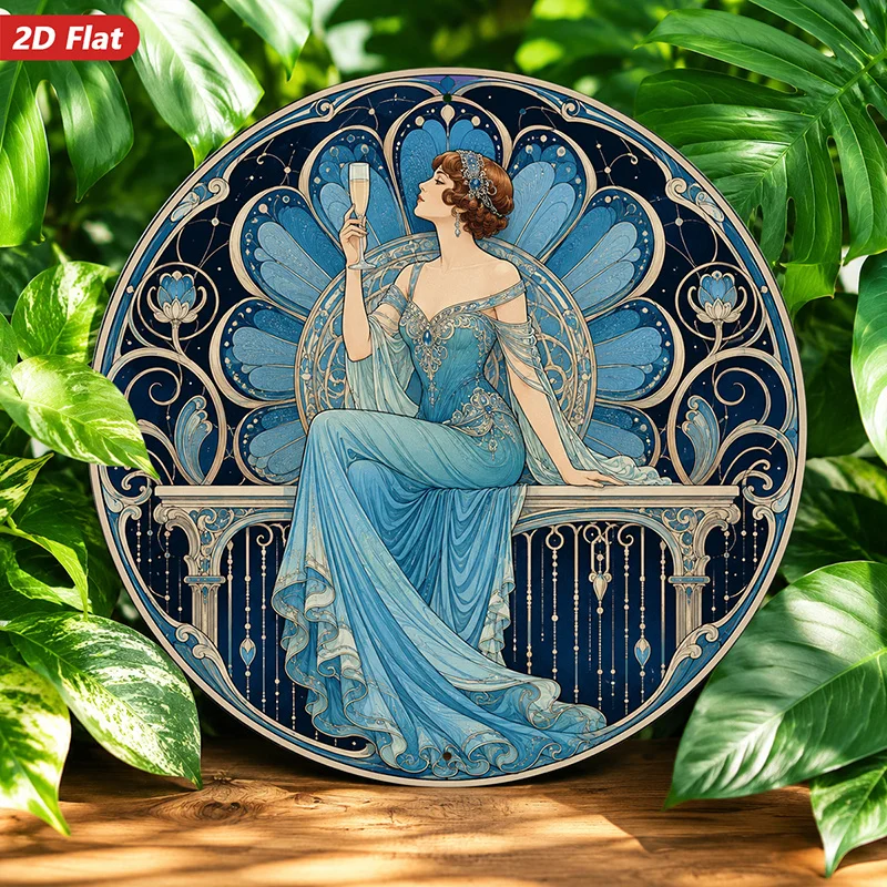 CIFBUY Art Nouveau Lady Portrait Aluminum Wall Art Waterproof Wear Resistant Sign Home Living Room Bedroom Office Hallway Decor