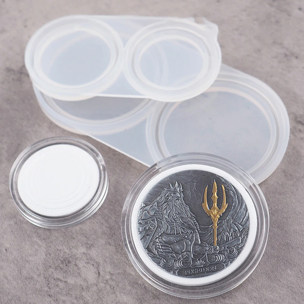 

2pcs Capsule Mold Commemorative Box Casting Mold Diy Silicone Coin Holder Mould Multiple Sizes Smooth Demoulding Durable For