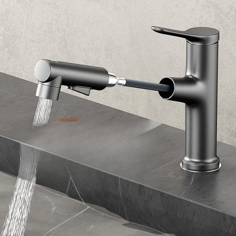 

All copper faucet pull-out basin hot and cold household bathroom