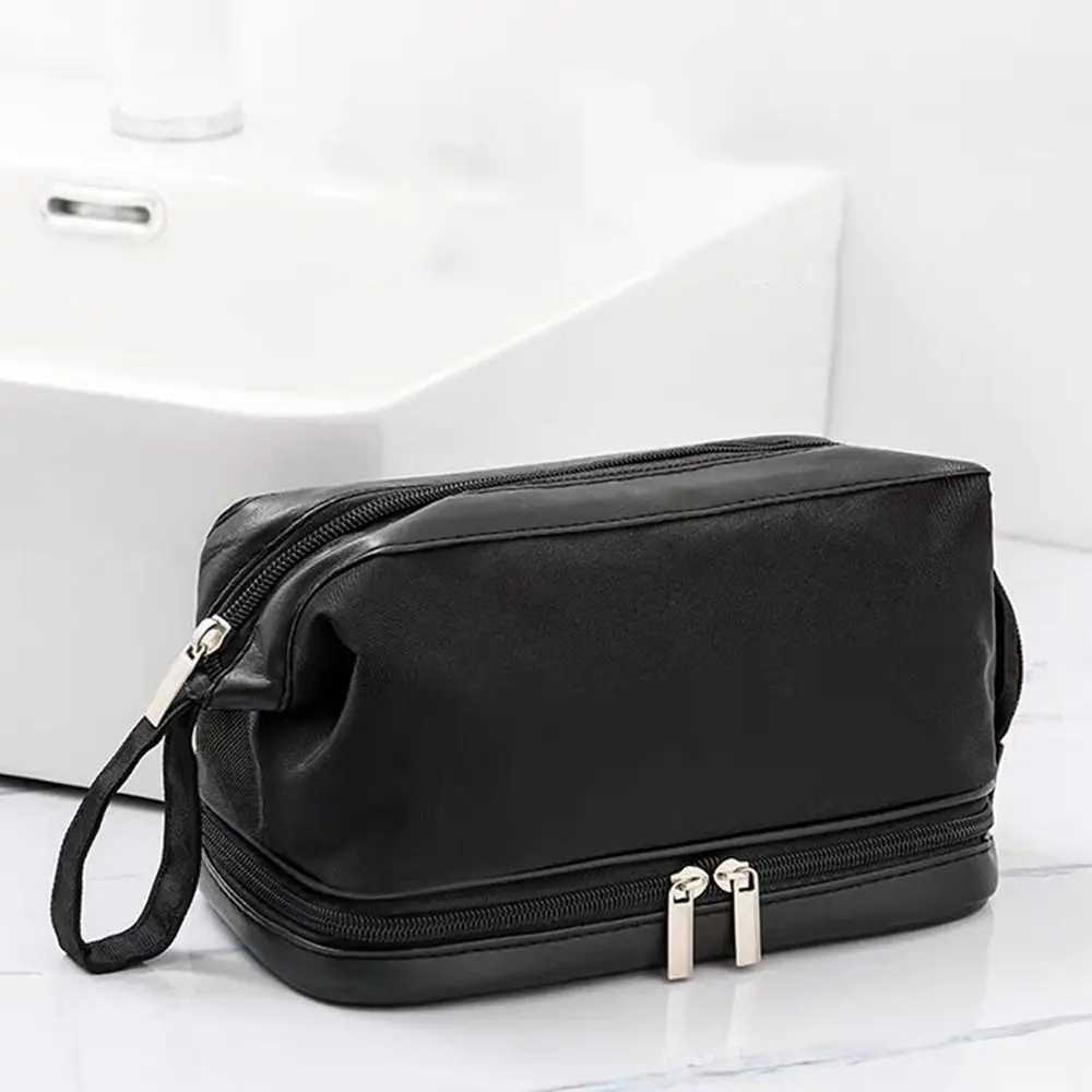 

Корейская нейлоновая косметичка-органайзер из ПУ, водонепроницаемая портативная мужская/женская сумка для туалетных принадлежностей, черная косметичка-несессер для мужчин и женщин