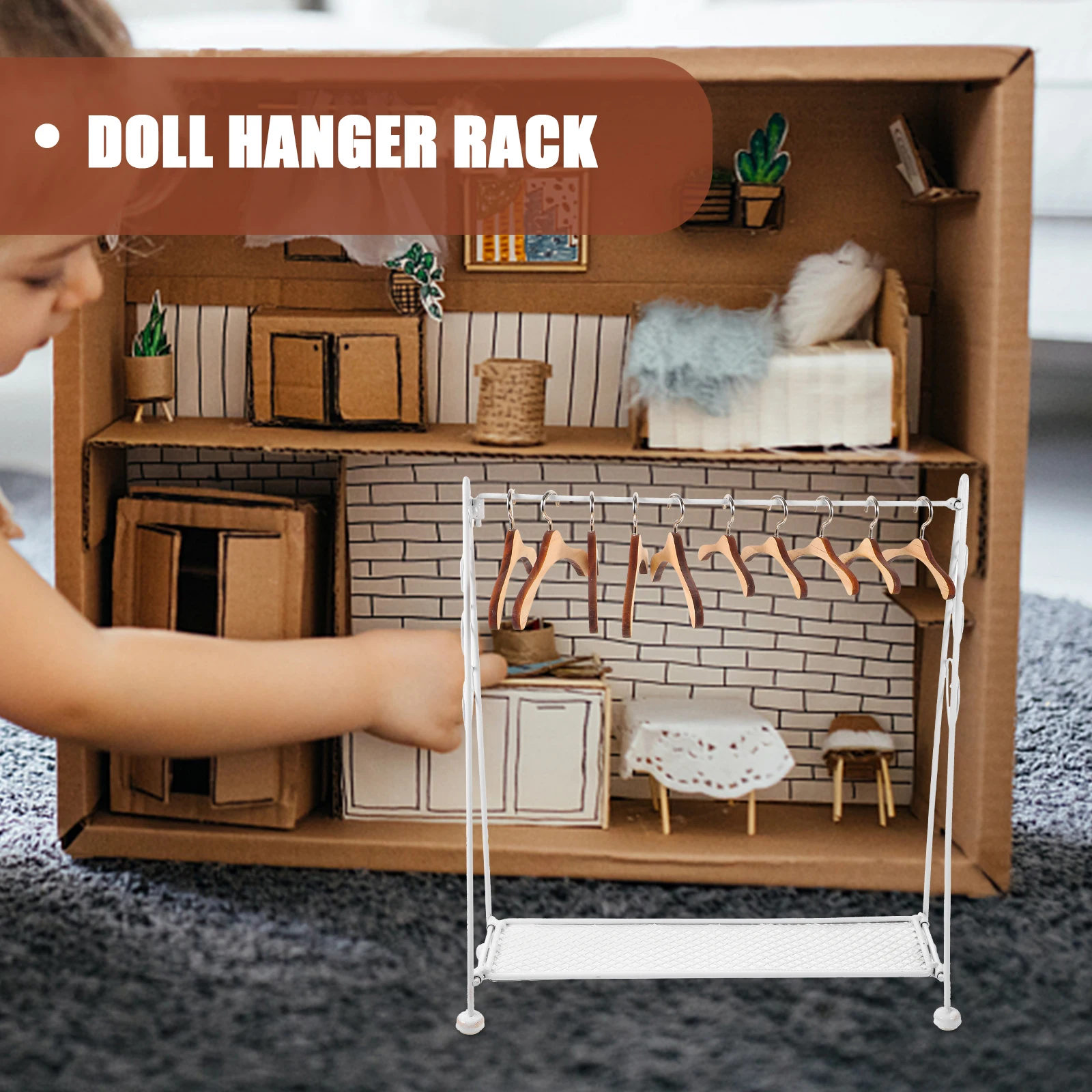 

Rack Folding Hanger Clothing Support Miniatures Dollhouse Accessories Baby