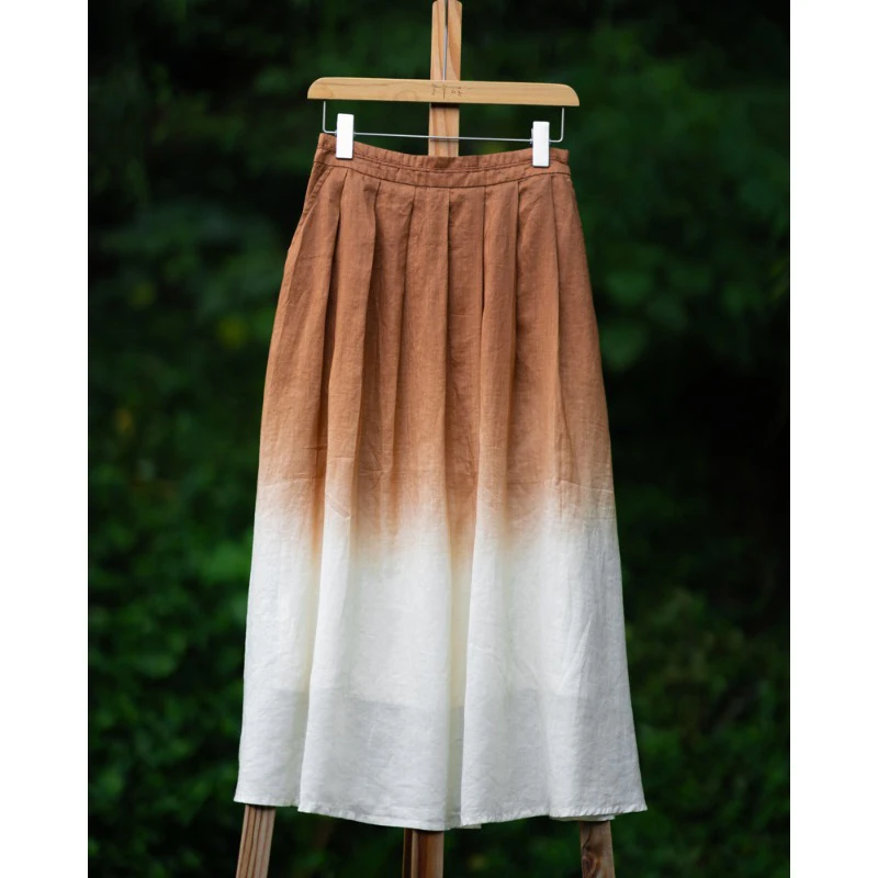 

Художественная длинная юбка трапециевидной формы в стиле ретро, свободная плиссированная юбка трапециевидной формы с высокой талией для женщин больших размеров