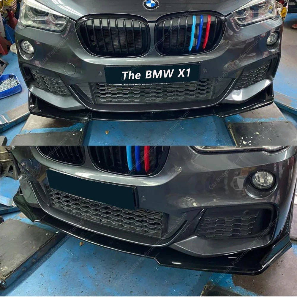 Gloss Nero Paraurti Anteriore Lip Spoiler Splitter Diffusore Per BMW X1 F48 20i 20d 25i 25d M Sport 2015-2022 Bodykits Tuning