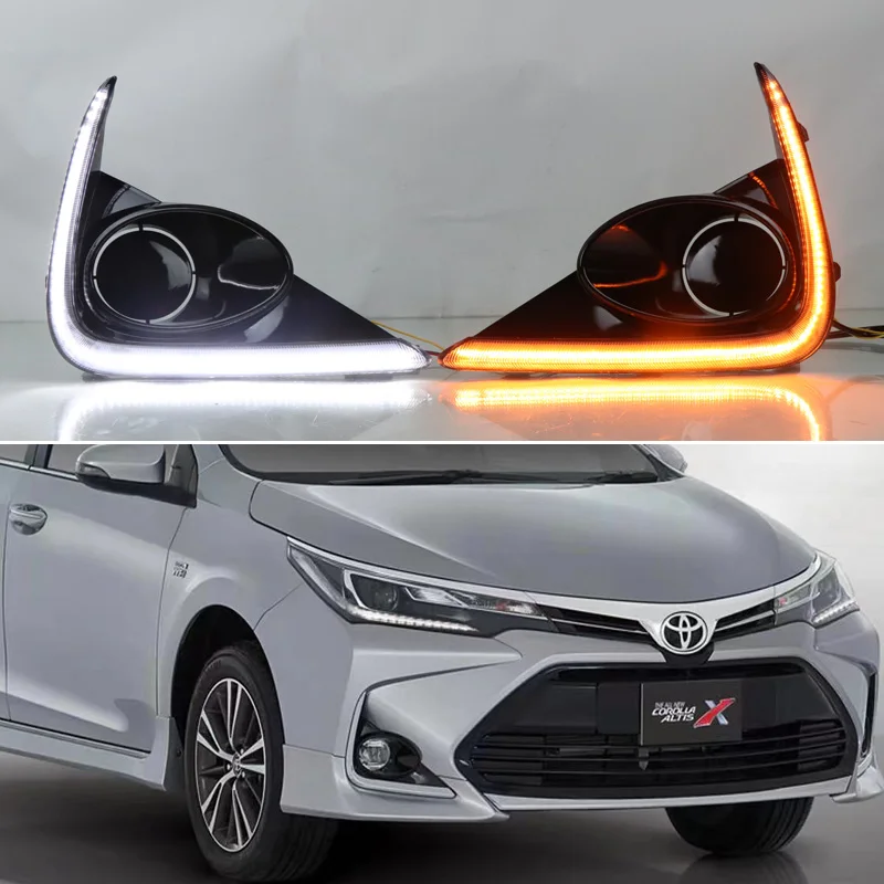 

Car Daytime Running Lights For Toyota Corolla Altis X 2021 2022 2023 LED Daylights Yellow Turn Signal DRL Auto Stylish Fog Lamp