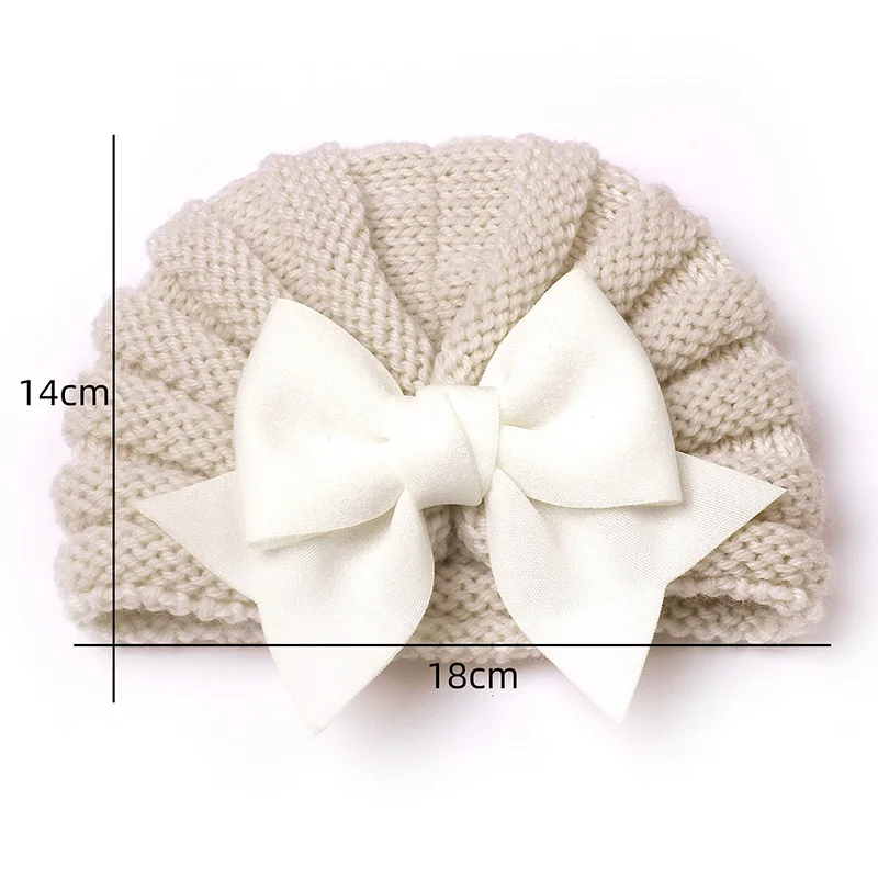 Winter Newborn Baby Beanie Cap Bow Woolen Knit Hat for Boys Girls Autumn Turban Cap Infant Bonnet Babies Warm Accessories 0-2Y