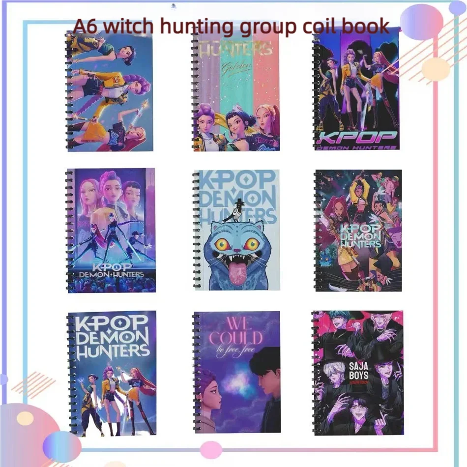 

Cartoon KPop Devil Hunter Student Stationery A5/A6 Coil Diary Notebook Anime And Film Peripheral Stationery Collectible Gifts