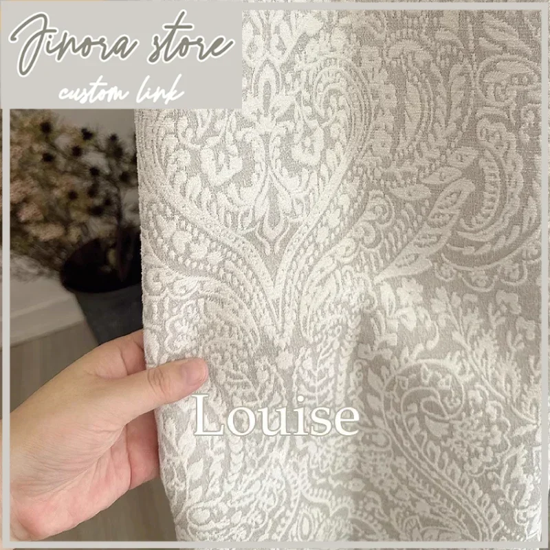 French Retro Paisley Jacquard Chenille Embossed Thickened Curtains For Living Room Bedroom Floor-to-ceiling Windows Customized