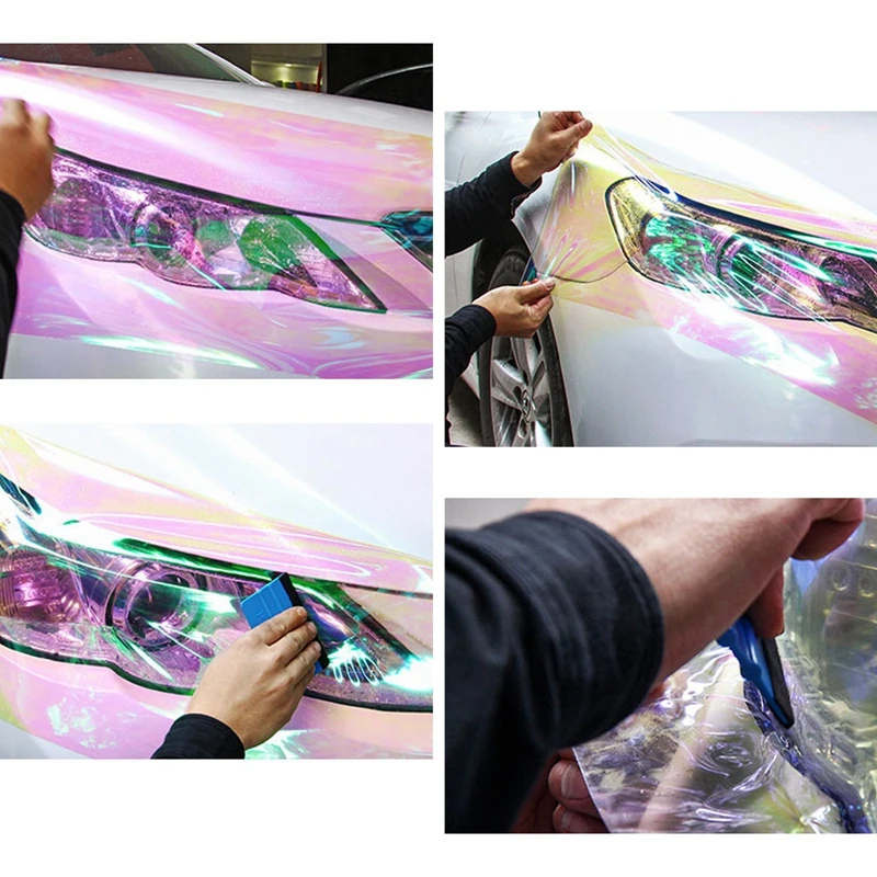 30x60cm Auto glänzend Chamäleon transparente Film Tönung Vinyl Wrap Aufkleber PVC Wechsler Auto Scheinwerfer Rücklicht Aufkleber Licht Film