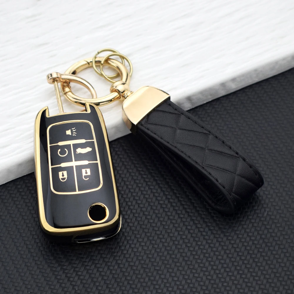 Funda para Llaves de Coche de 4/5 Botones para Buick, Opel, Chevrolet Cruze, Epica, Lova, Camaro, Impala, Aveo, Malibu, Sail, Orlando, TPU, con Anillo