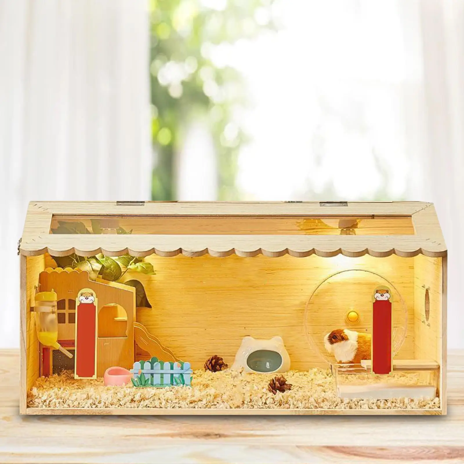 

Wooden Chicken Brooder Box Easy Assembly Acrylic Panoramic View Animal Playpen Supplies for Small Pets