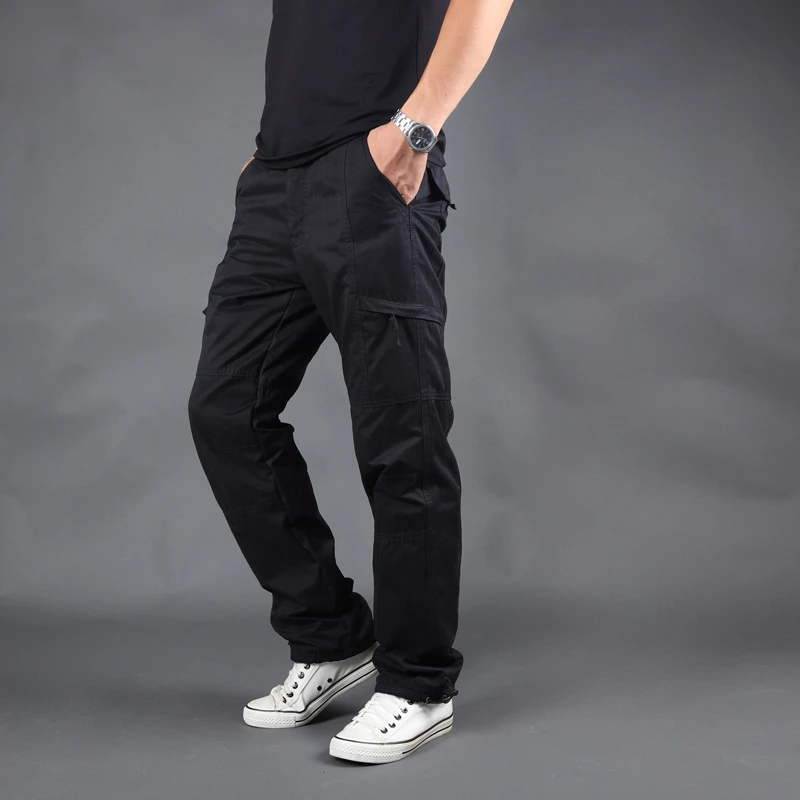 Prowow Outdoor winter casual pants with thick fleece multiple pockets men's warm cotton pants