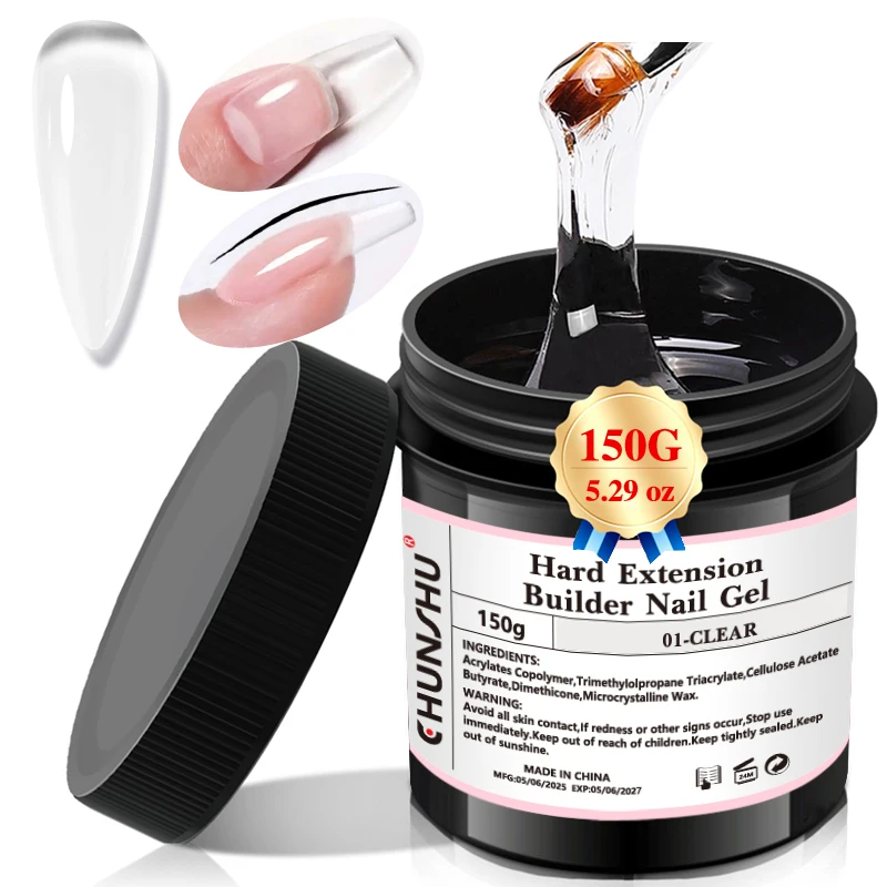 CHUNSHU 150 مللي جل منشئ أبيض حليبي لتمديد الأظافر التسوية الذاتية هلام الصلب تعزيز التمويه جيل للأظافر