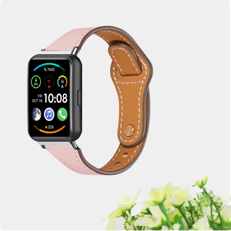 Slim Genuine Leather Band Strap For Huawei Watch Fit 2 Replacement Bracelet With Connector