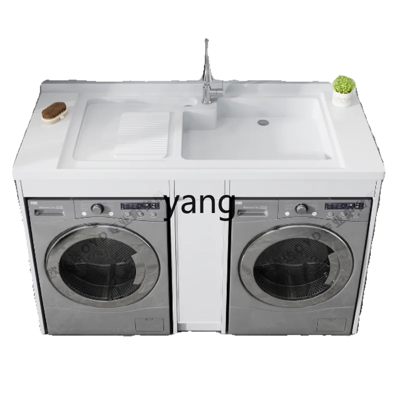 

LMMAlumimum Basin Balcony Wash Wardrobe Double Washing Machine Cabinet Dryer Integrated Assembled Cabinet