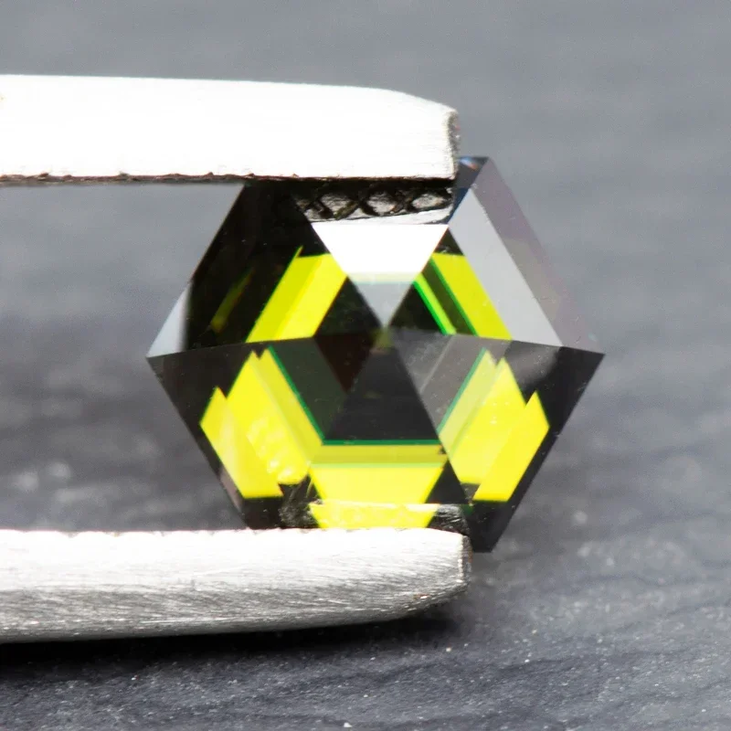 Moissanite Stone Natural Yellow Green Color Hexagon Cut DIY  Advanced Charms Jewelry Rings Earrings Making with Certificate