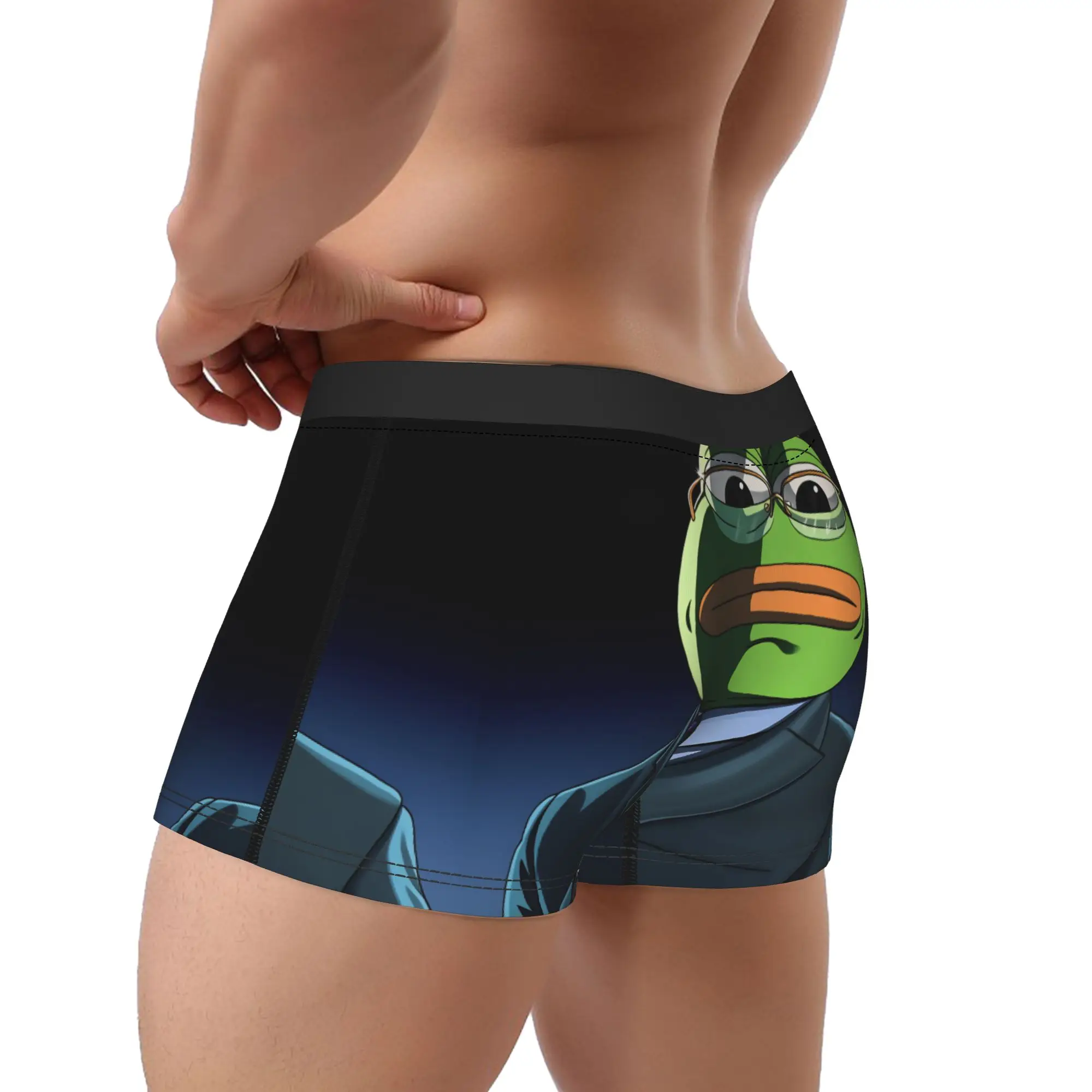 Sad Pepes frog Underwear  Pattern Boxer Shorts High Quality Men's Underpants Comfortable Boxer Brief Birthday Gift