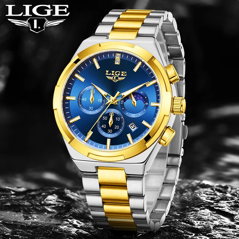

LIGE Top Brand Luxury Watches For Men Business Fashion Quartz Wristwatches 30M Waterproof Luminous Steel Mens Watch Reloj Hombre