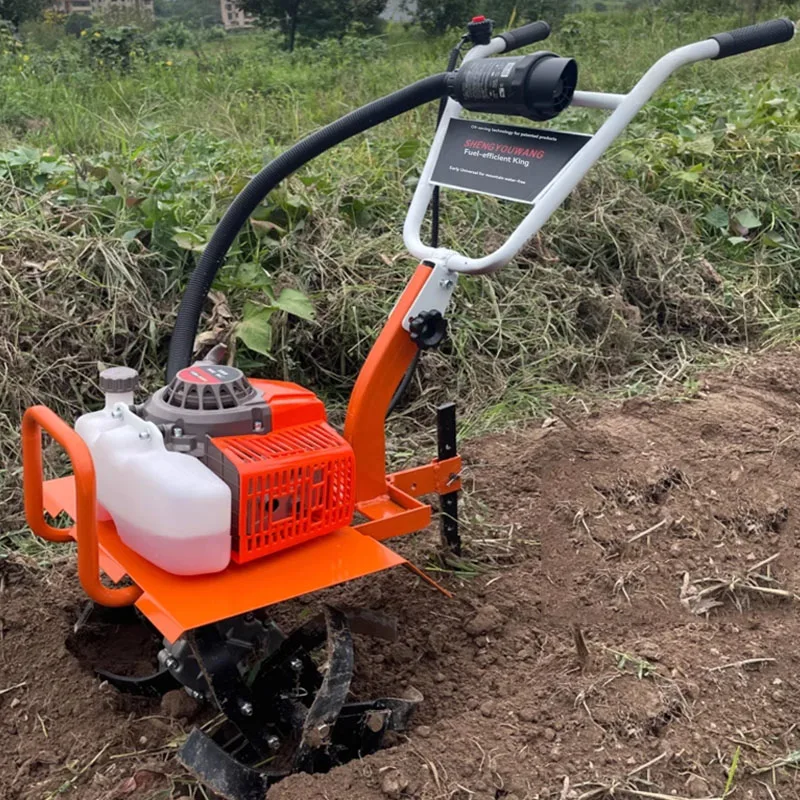 Gasoline Small Micro Tiller High Power Rotary Tiller Multifunctional Cultivator Weeding Ditching Loosening Soil Plowing