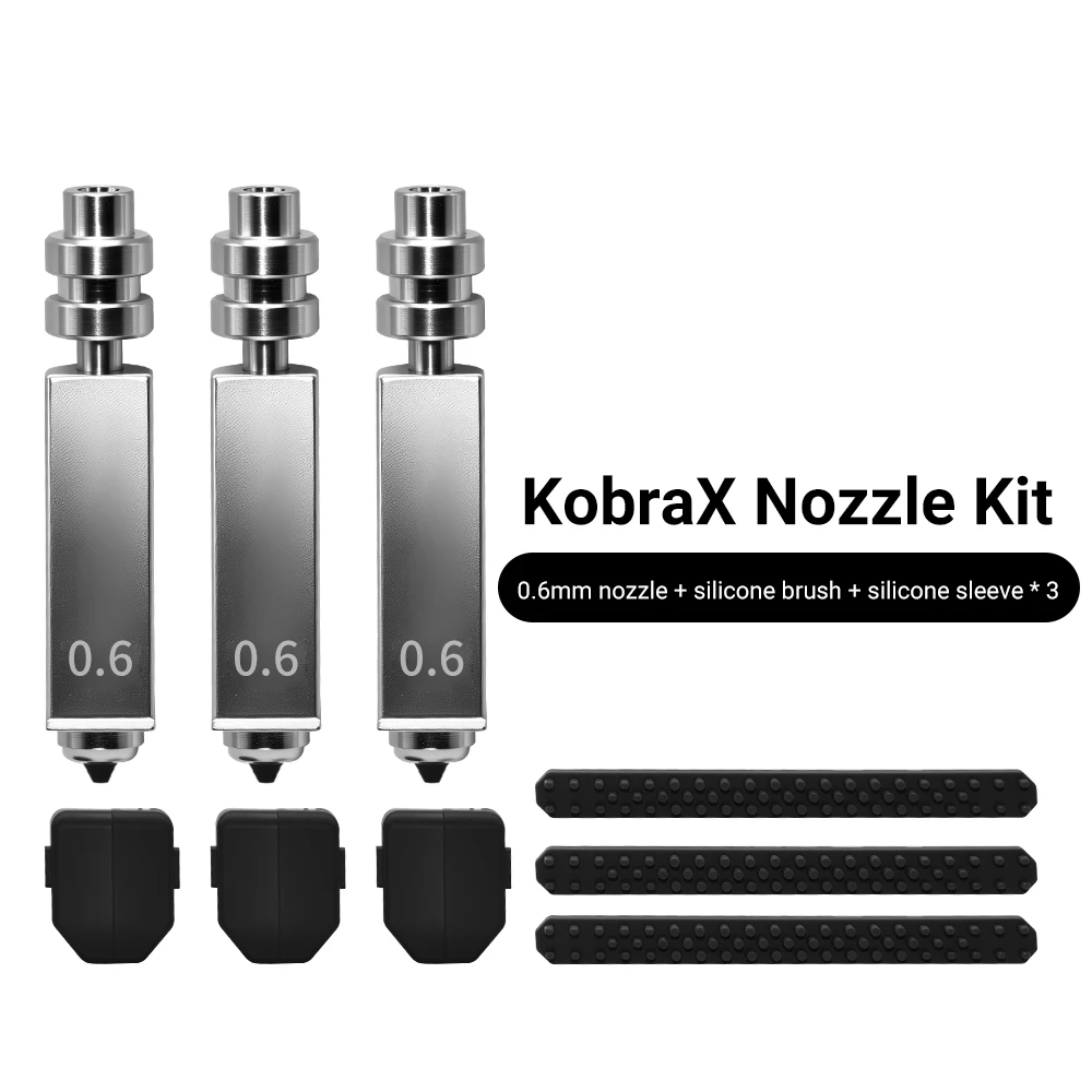 Anycubic Kobra X/Kobra 4 Bimetall-Hotend-Düsen-Kit 0,2 0,4 0,6 0,8mm Heizeinheit mit Silikonwischer 3D-Drucker Zubehör