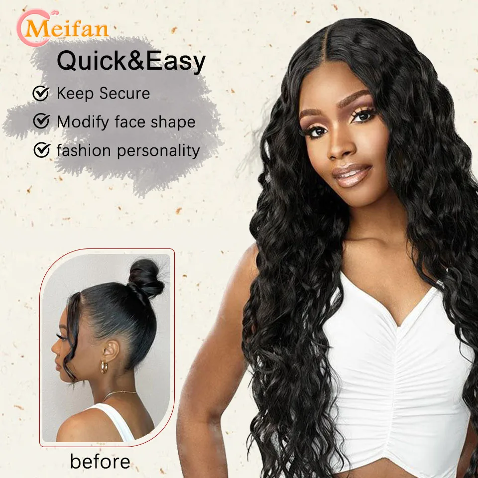 MEIFAN Water Wave Braiding Hair Synthetic No Weft Curly Hair Bundles Bulk Deep Wave Bulk Hair for Braiding Micro Braiding Hair