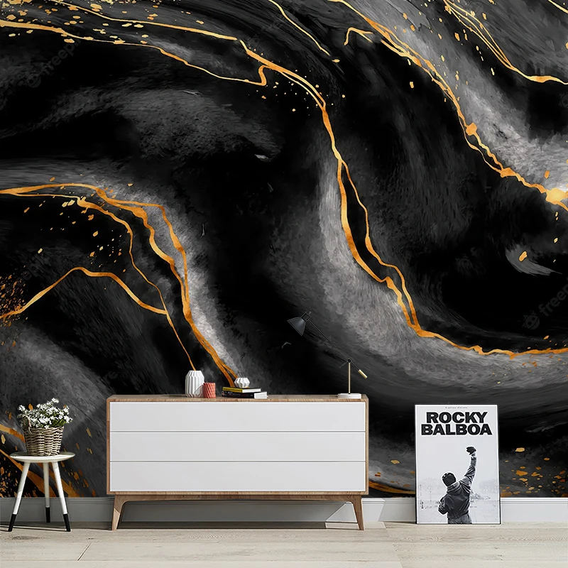 Oil painting hand drawn light luxury graffiti wallpaper TV background wall cloth customized mural living room high-end villa
