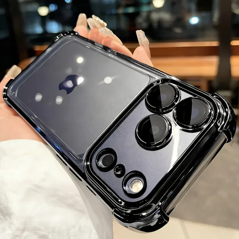 Luxuriöse, stoßfeste, transparente Handyhülle mit Beschichtung für iPhone 17 16 15 14 Plus 13 12 11 18 Pro Max, weicher Stoßfänger mit Objektivschutz – Detail 1