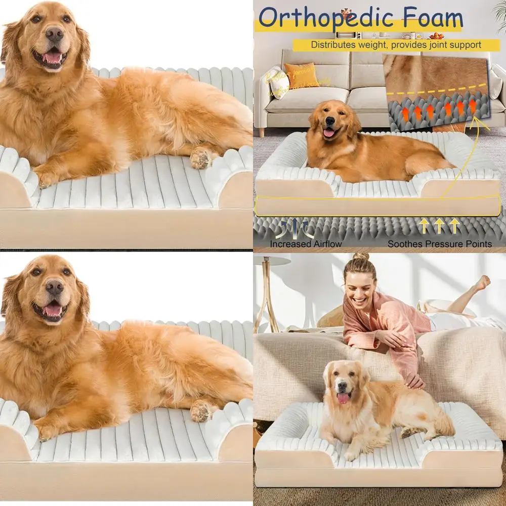 

XXL Premium Orthopedic Memory Foam Dog Bed, Washable Corduroy & Fleece Cover, Waterproof for Large & Medium Dogs