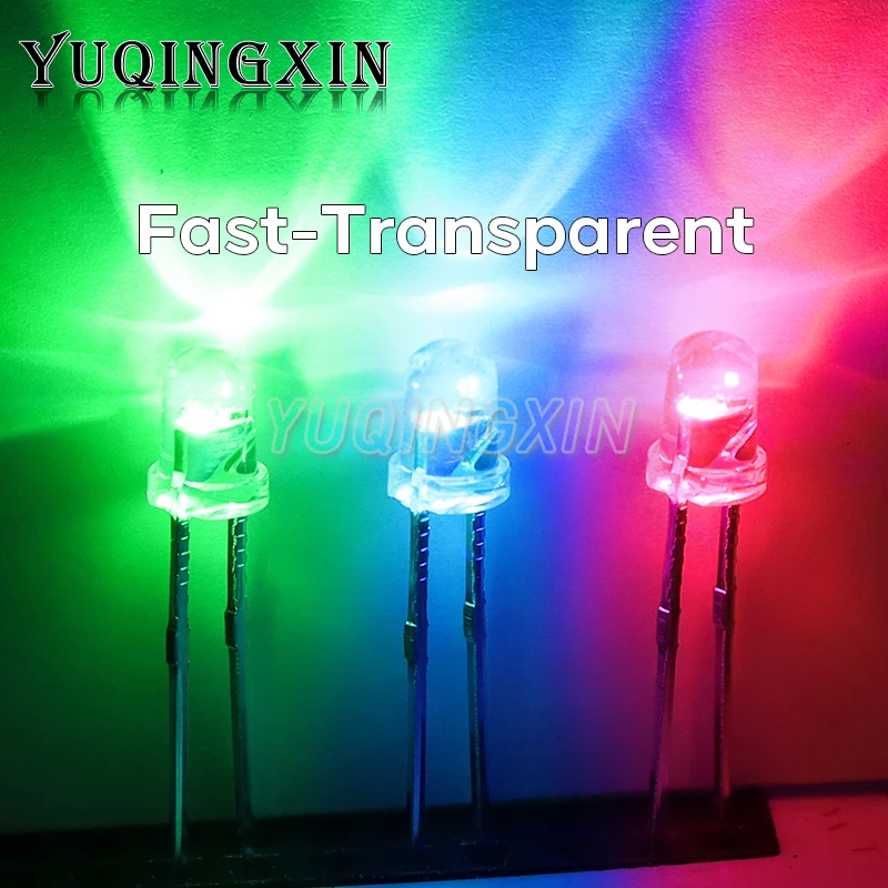 50pcs F3 3mm Fast / Slow RGB Flash Red Green Blue Rainbow Multi Color Flashing Light Emitting Diode Round LED Full Color DIY