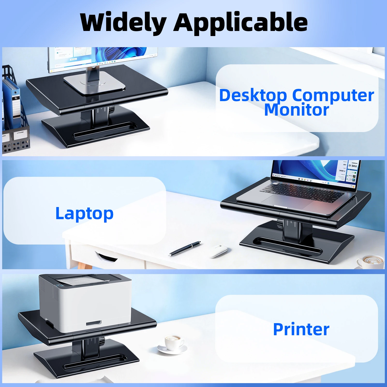 Oatsbasf Desktop Monitor Riser Laptop &Pinter& Notebook Holder with Phone Holder Height Adjustable Laptop Desk Stand Mount