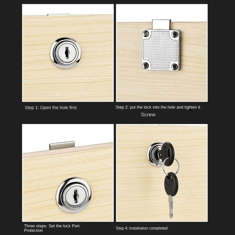 New Cold Rolled Steel Desk Drawer Lock Zinc Alloy Hardware Cabinet Latch Locks Replacement With Keys Furniture Door Lock Drawer