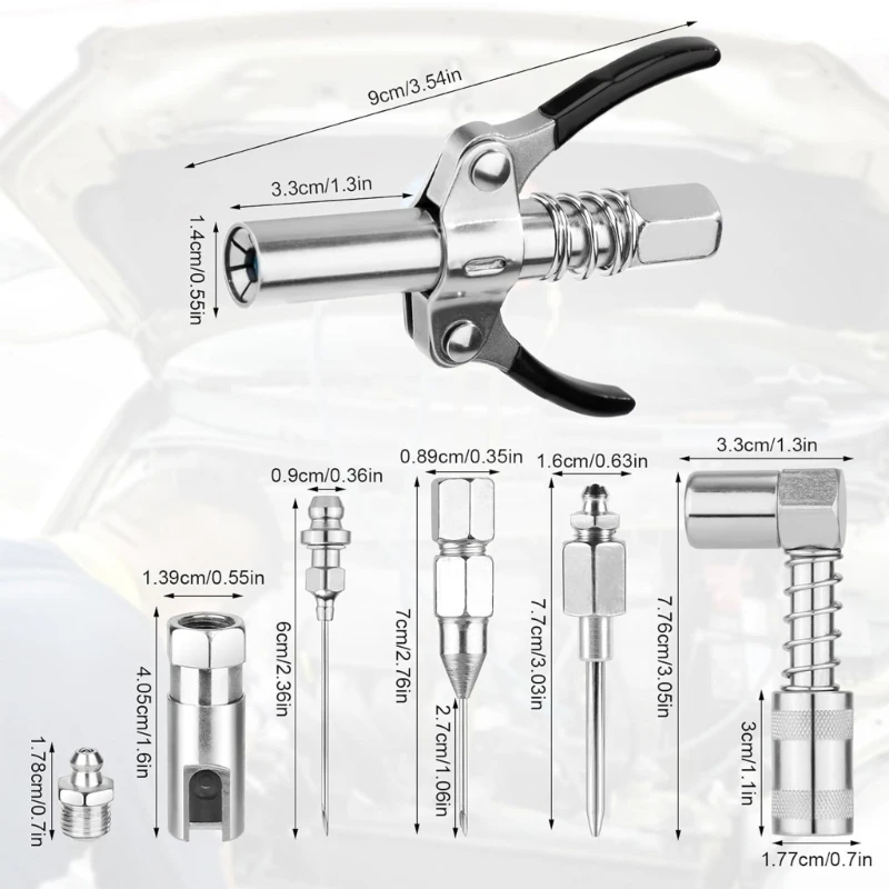 Grease Dispensing Injection Tool, 90 Degree Needle Nozzle Coupler for Mechanical Fittings Workshop Use Hard Reach Areas