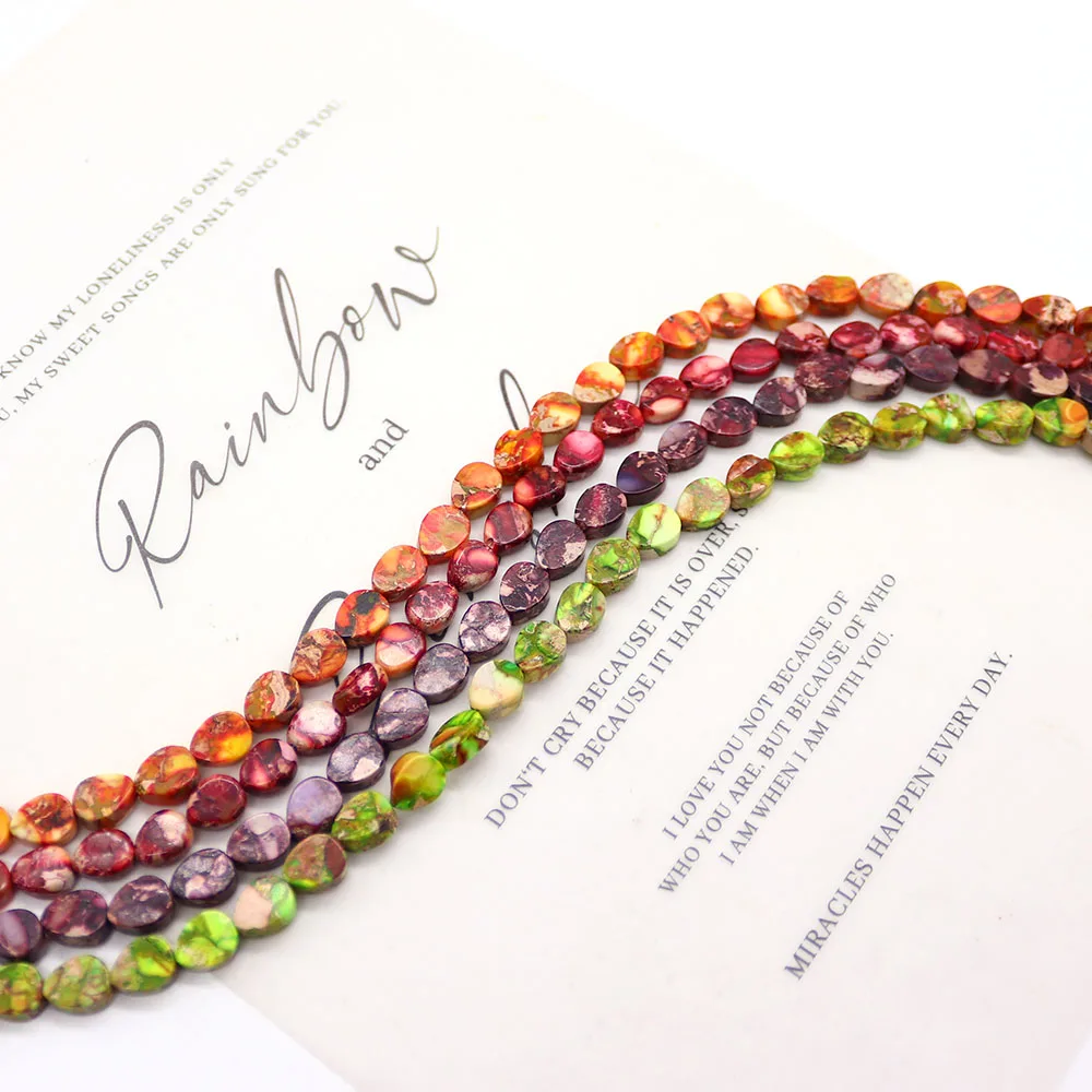 

Natural Emperor Stone Water Drop Shape Beads Colorful Semi-precious Stone Straight Holes Loose Bead Jewelry Accessory 1 Strand