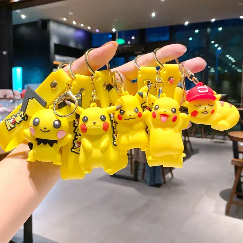 Disney's New Pokémon Sleeping Pikachu Keychain Pendant Cute Pokémon Doll School Bag Decoration Car Key Accessories Daily Gift