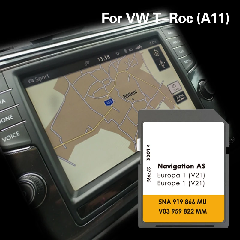 Dla VW T-Roc A11 32GB Sat Navi GPS Navigation AS V21 Portugal UK Germany Car Map Memory Card