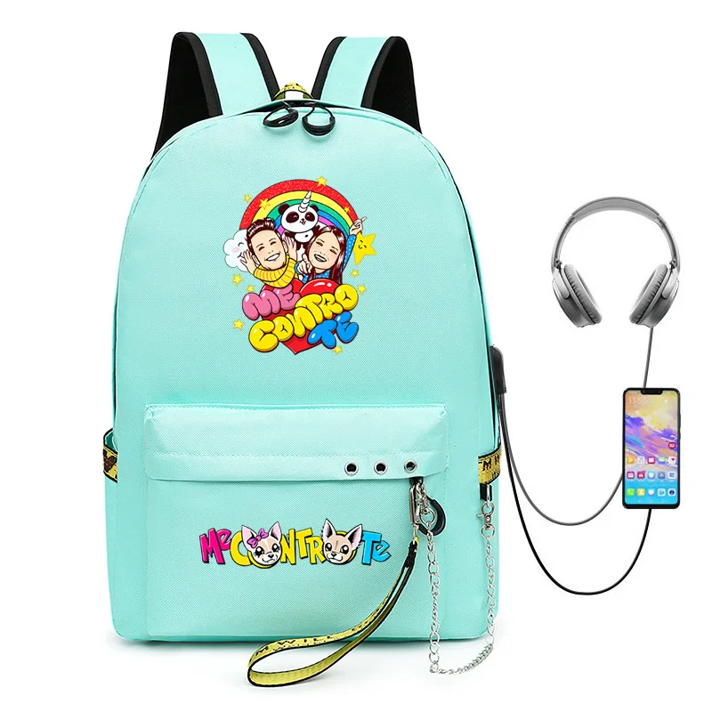 Trendy Popular Me contro Te USB Student School Bags Unisex Print Oxford Waterproof Notebook multifunction Travel Backpacks