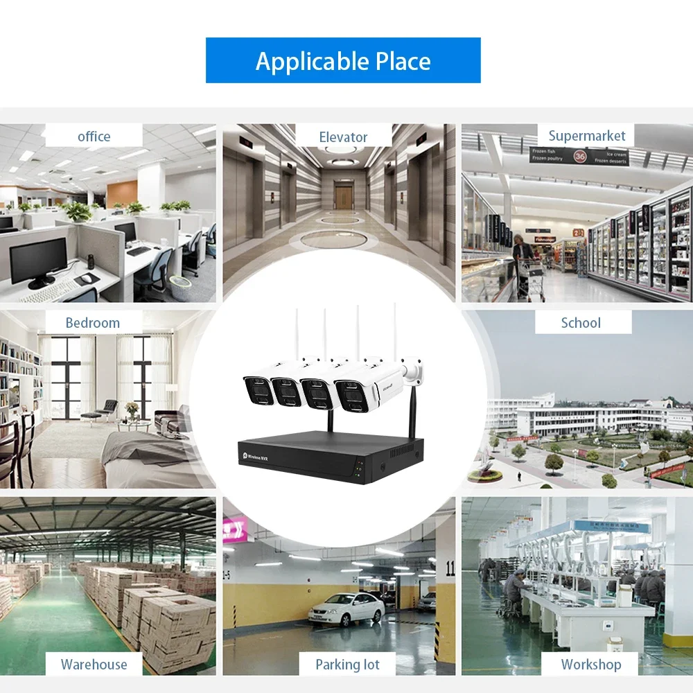 ชุดกล้องวงจรปิดไร้สาย JideTech Wifi 3MP 4CH HD IP Camera NVR Kit พร้อมเลนส์คงที่ 3.6 มม. สำหรับบ้าน ระบบรักษาความปลอดภัยแบบ Bullet Camera