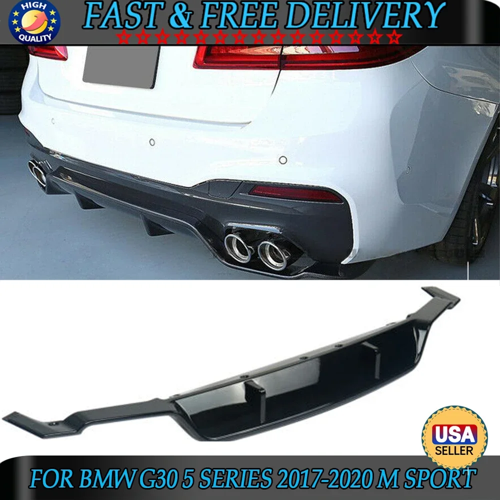 M 3D Style Performance Gloss Black Rear Bumper Lip  For BMW 5-series G30 G31 Rear Diffuser 2017-2020