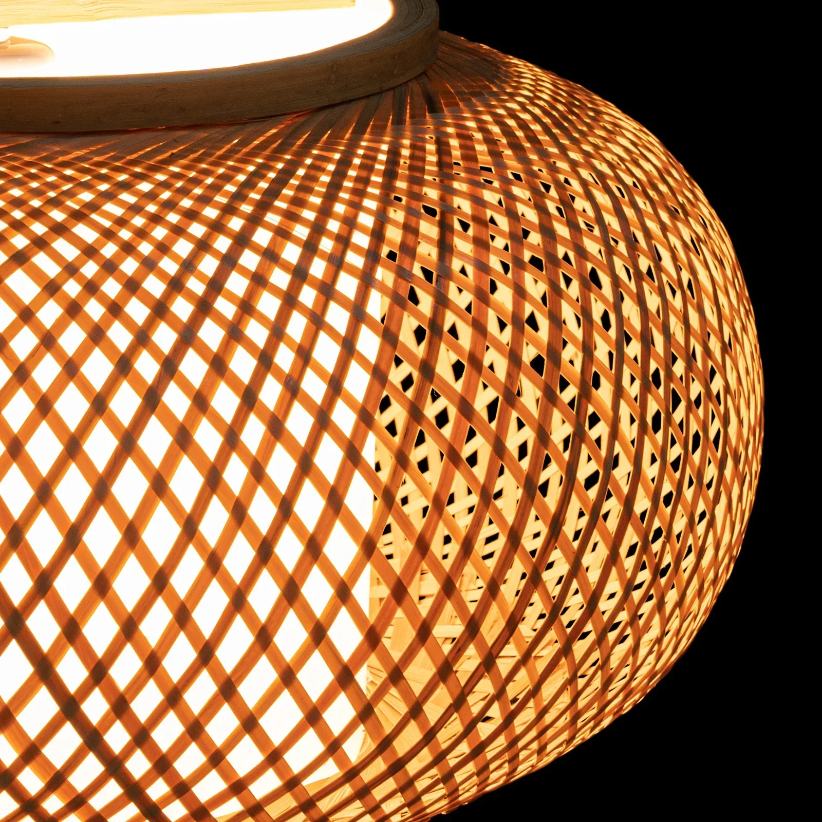 Imagem -04 - Vintage Wicker Bambu Pendurado Lâmpada do Teto Rattan Pendant Light Lanterna para Quarto 40cm