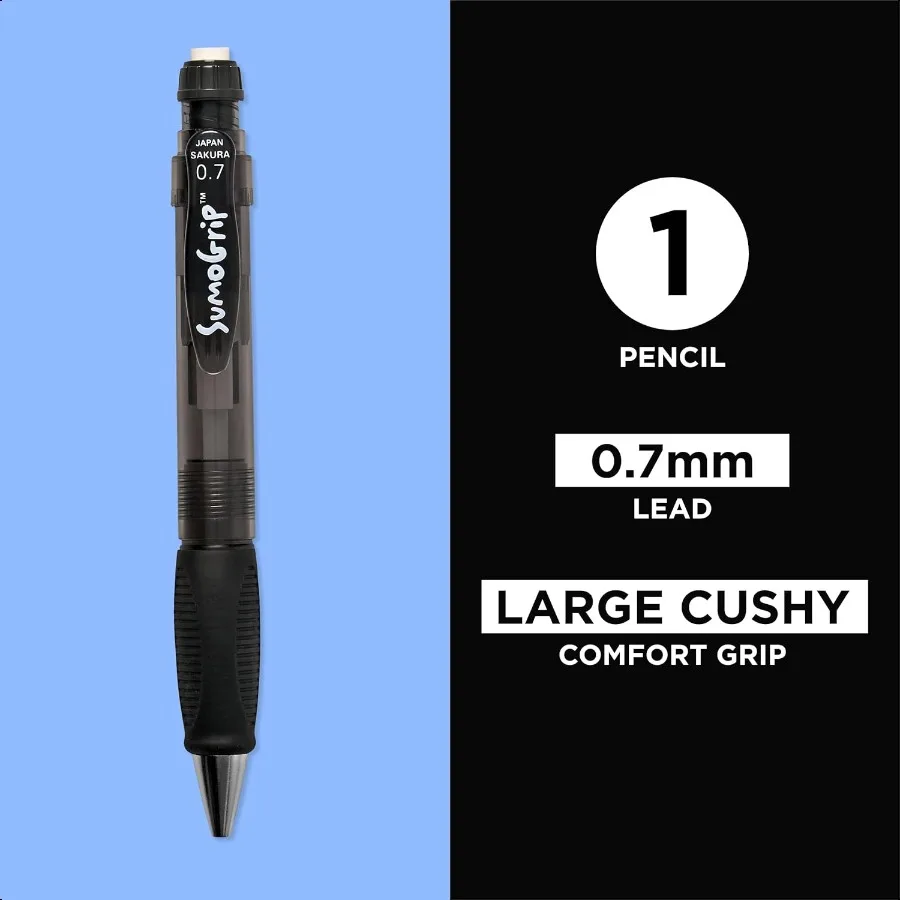 SumoGrip Lápiz con Comfort Grip 0,7 mm Lápiz mecánico ergonómico Gris Claro