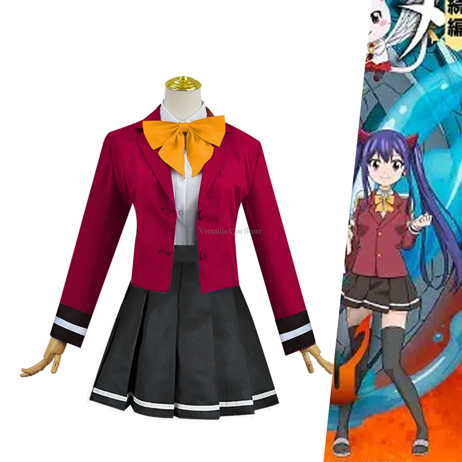 Anime Fairy Tail Wendy Marvell Cosplay Costume Halloween Party Clothing Custom Size Dresses Suit School Uniform Tops+Skirt+Tie