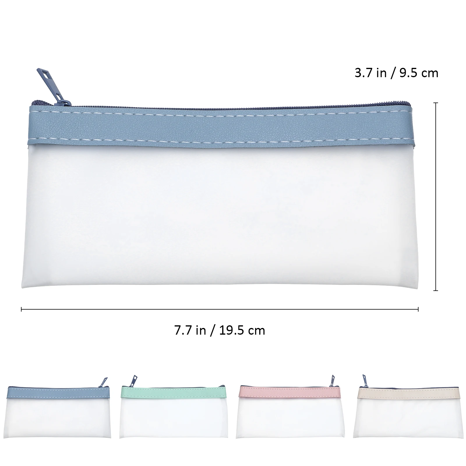 

4Pcs Semi Clear Zipper Pouches for Pencil Pen Stationery Money Makeup Organizer Storage Bags Clear Pencil Cases with Zip