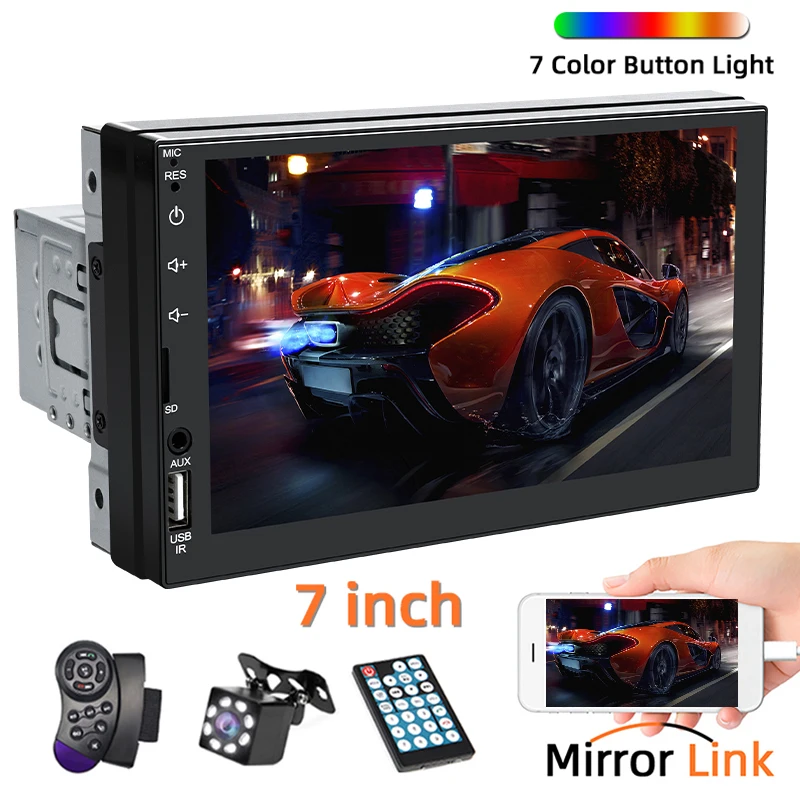 7 inch 1 Din Car Radio Stereo MP3 MP5 Multimedia Player Support AUX USB Mirrorlink Bluetooth Universal