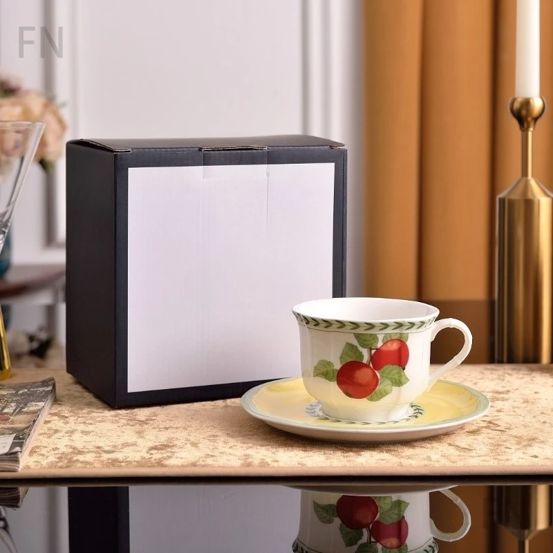 

French Ceramic Coffee Cup with Saucer for Afternoon Tea Classic Single - Cup Set Ideal As A Dopamine Gift for Home