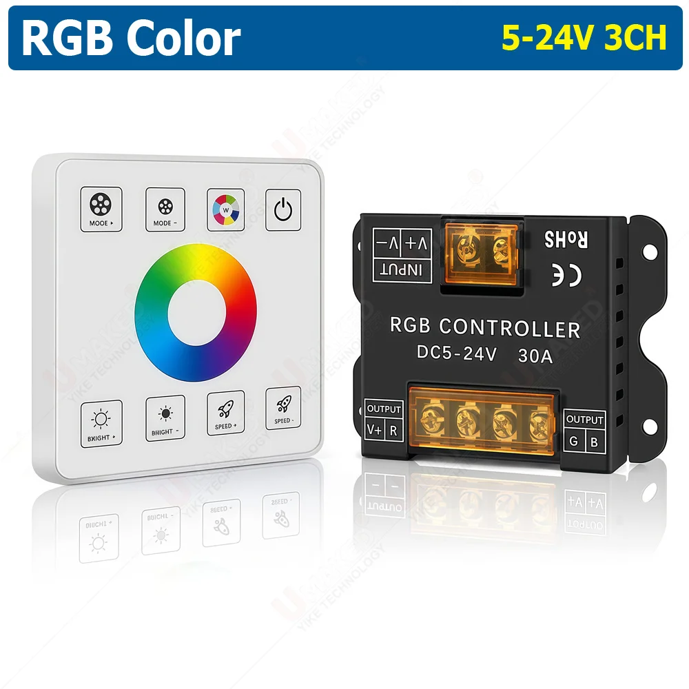 1 مجموعة RGB تحكم 5-24 فولت تيار مستمر 30A اللاسلكية RF اللمس يعتم التبديل 10A 86 لوحة باهتة عن بعد لشريط LED واحد CCT 5050