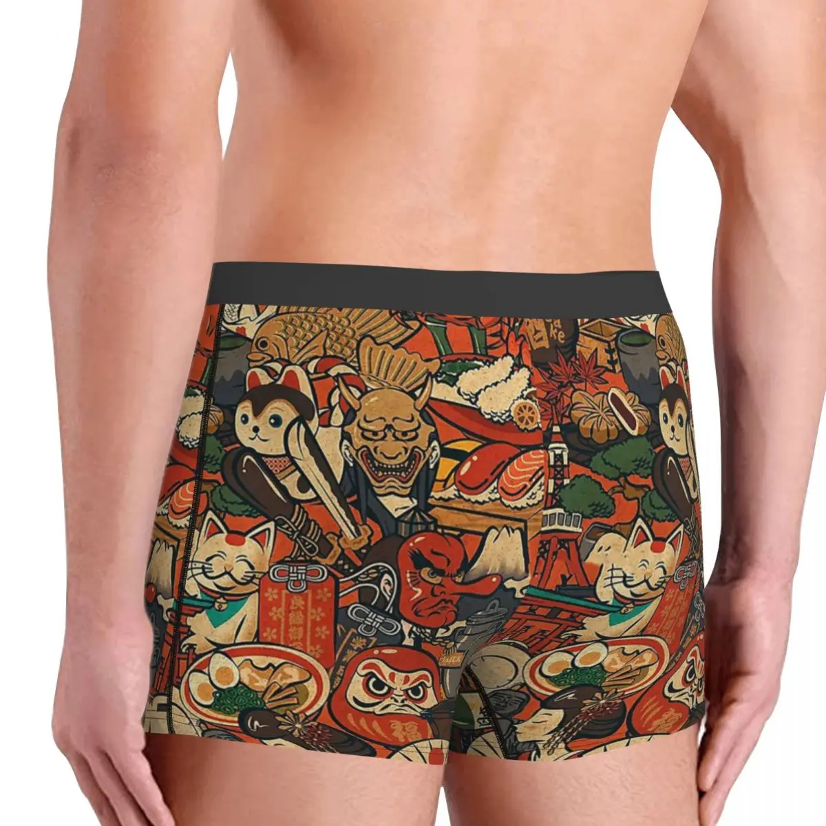 Men Boxer Shorts Panties Japanese Sushi Crabs Daruma Breathbale Underwear Male Novelty Underpants image 3