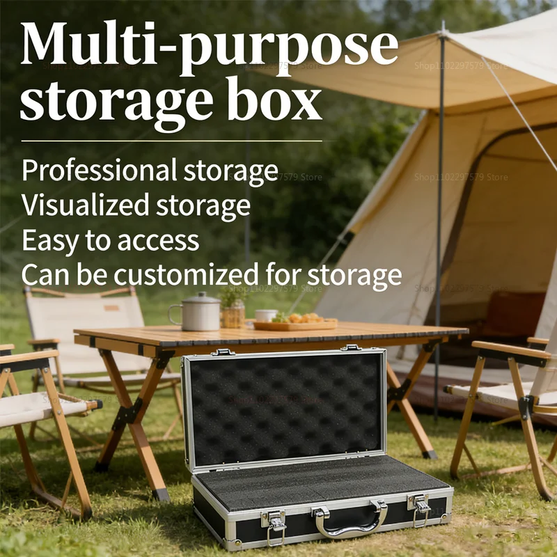 

Алюминиевый портативный ящик для инструментов с поролоновым наполнителем, ударопрочный, ручной, для хранения инструментов в гараже и мастерской